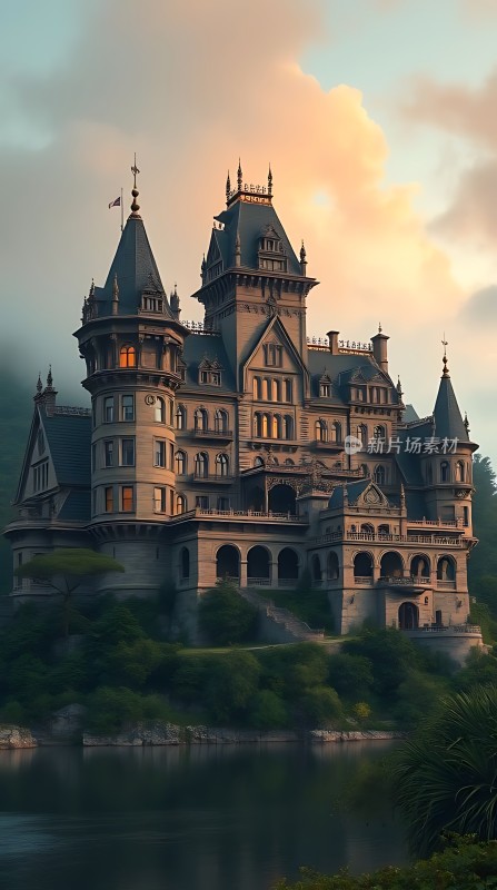湖畔古堡神秘而壮丽