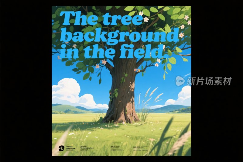 田野大树背景插画