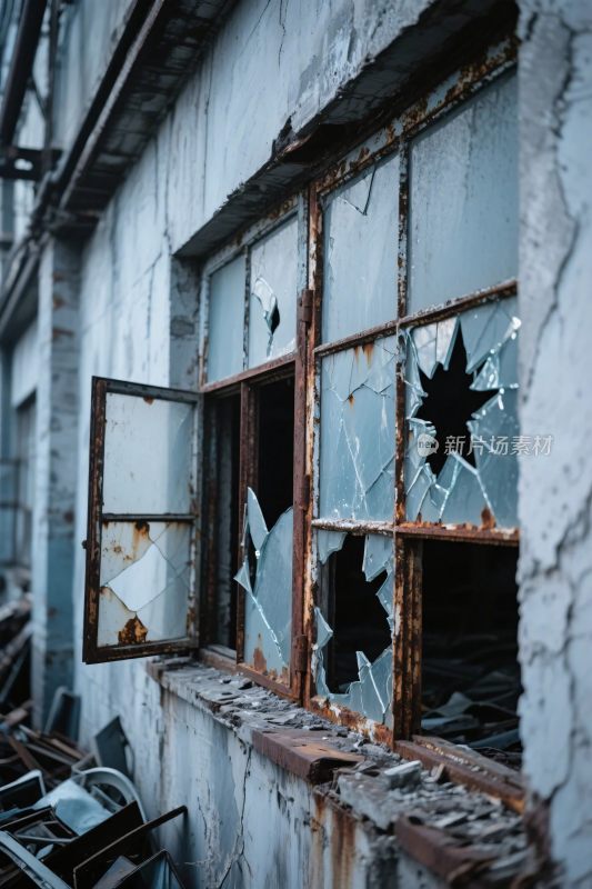 老旧建筑破损窗户