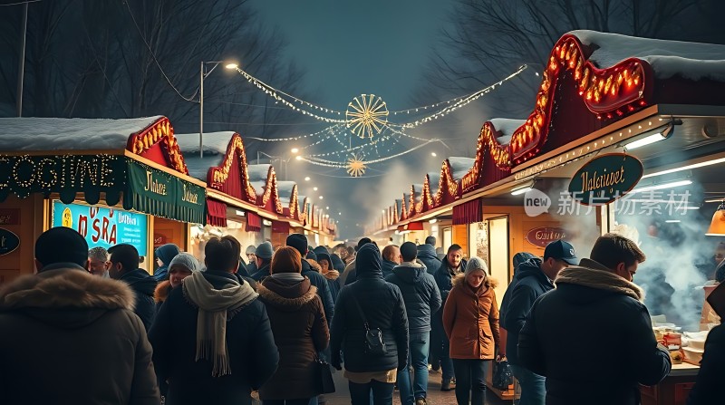 冬日集市夜市繁华