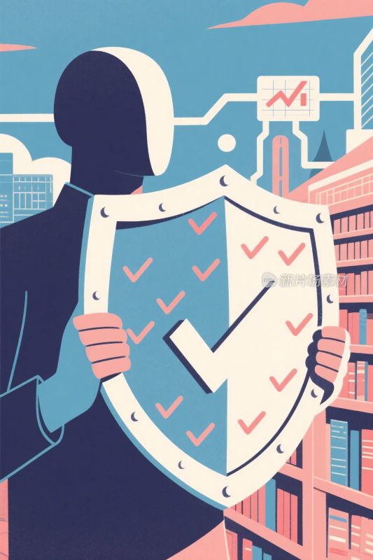 安全盾牌与城市插画