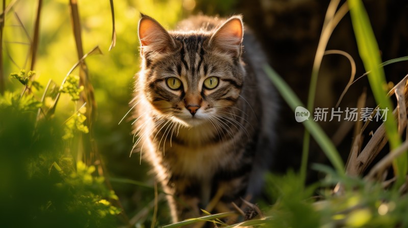 森林草丛里的猫