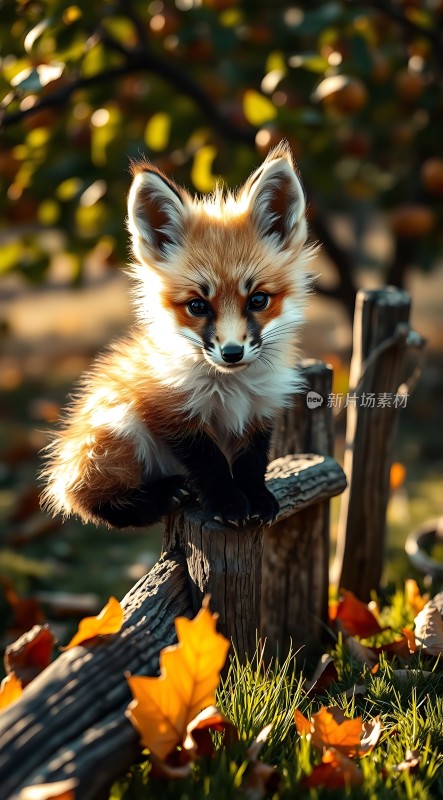 秋日暖阳下的萌狐小精灵