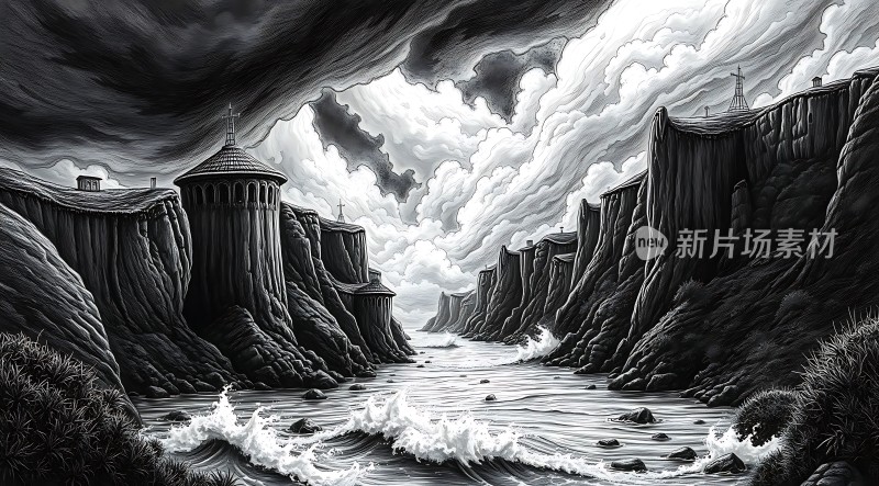 峡谷中的神秘建筑群