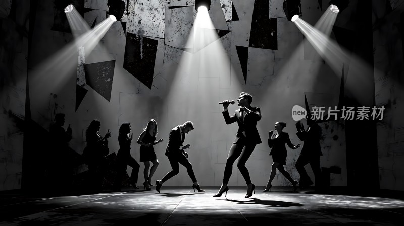 舞台灯光下的动感演出