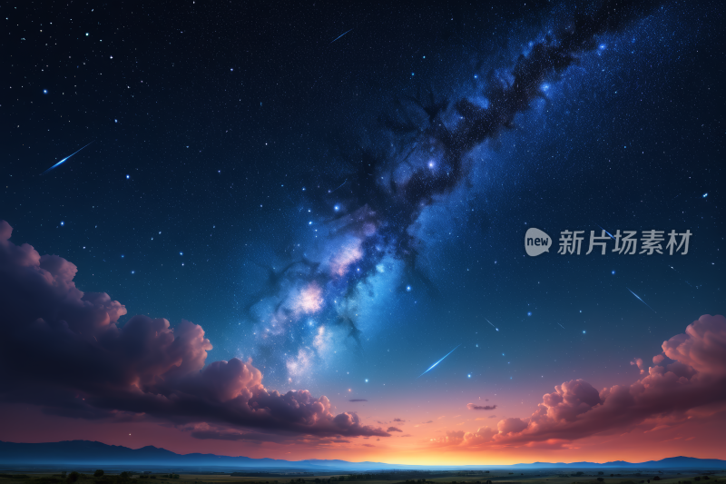 星空夜空明亮的星星充满天空还有遥远的星系