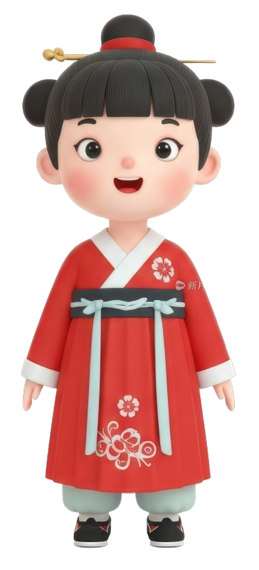 穿着汉服的萌趣女童