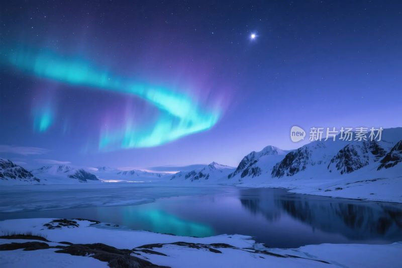极光雪山冰雪美景