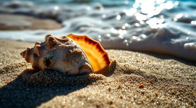 阳光下的贝壳与海浪 阳光下的贝壳与海浪