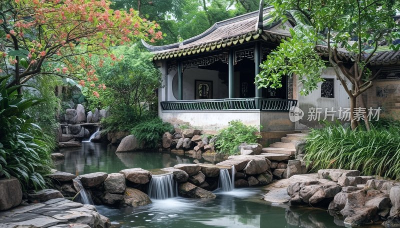 余荫山房溪流景