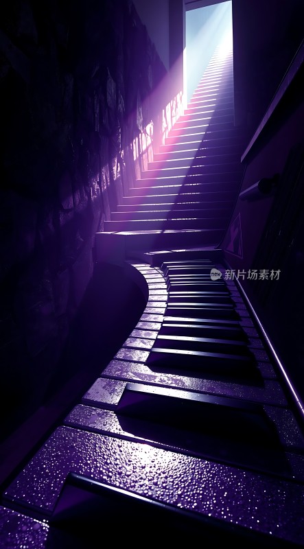 钢琴楼梯上的光影之旅