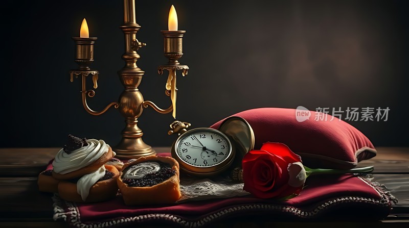 烛光玫瑰甜点时钟