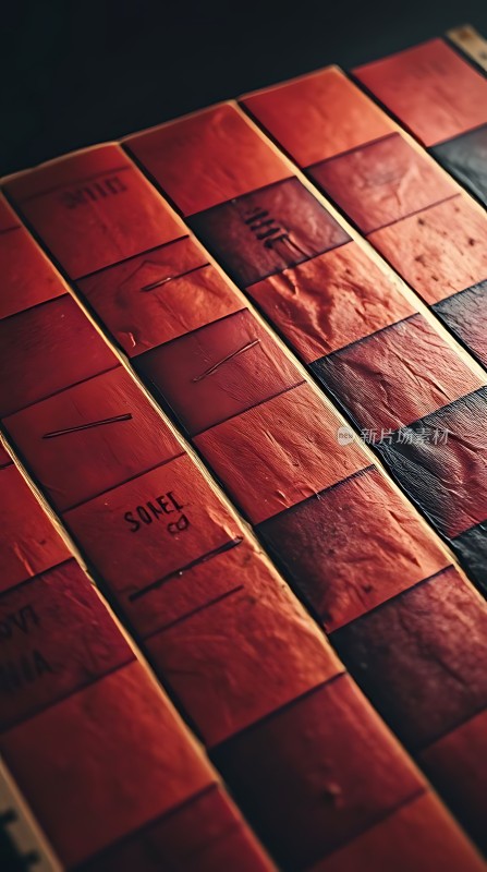 红色书脊上的年份标记