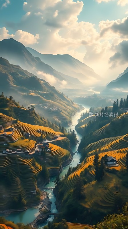 梯田风光山水画卷