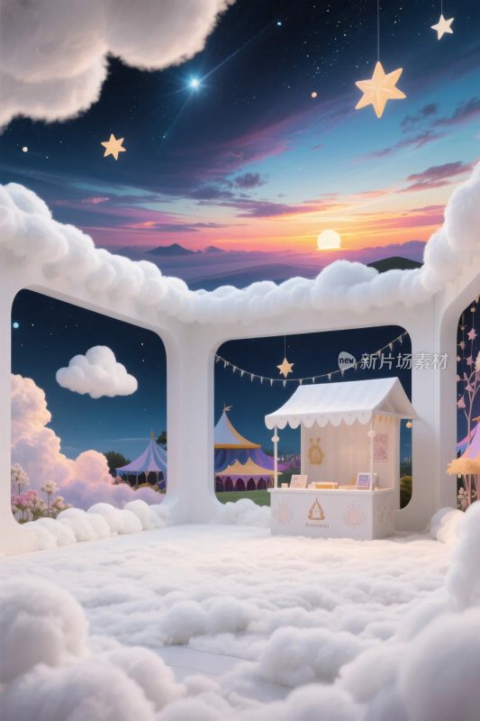 梦幻云间小屋星空场景