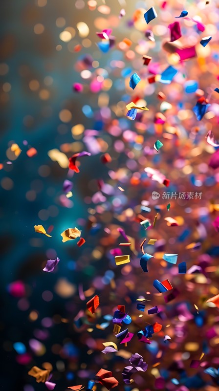 五彩斑斓的彩片在空中飞舞
