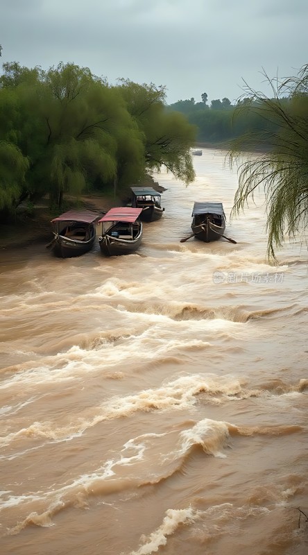 河岸边的宁静小船