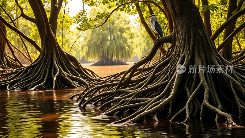 阳光下的红树林