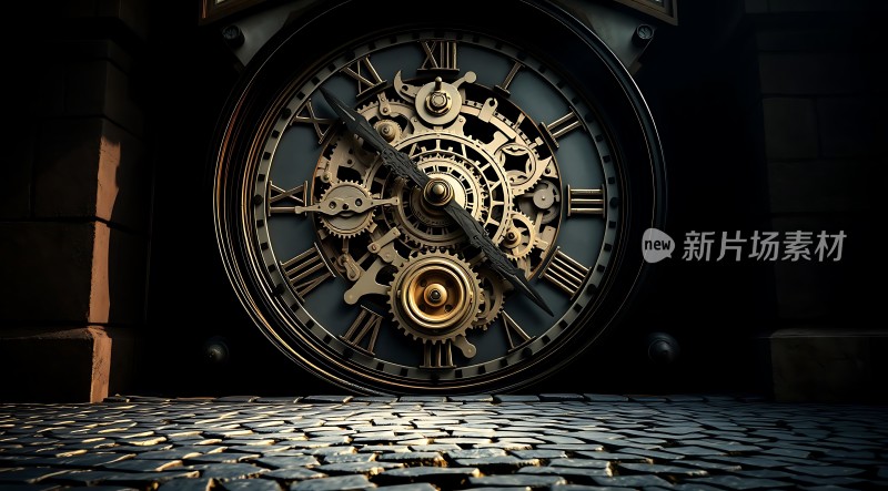 古铜色齿轮时钟