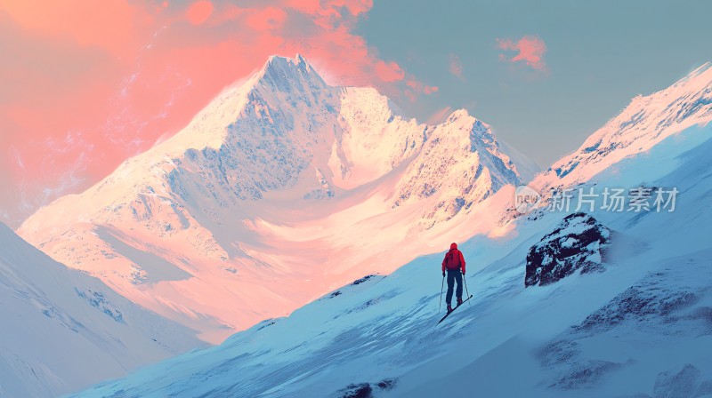 冬季户外登山雪景