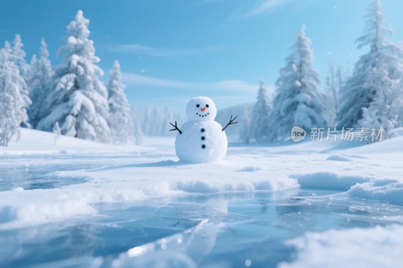 冬日雪人雪景