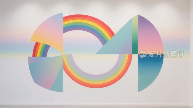 彩色几何彩虹插画