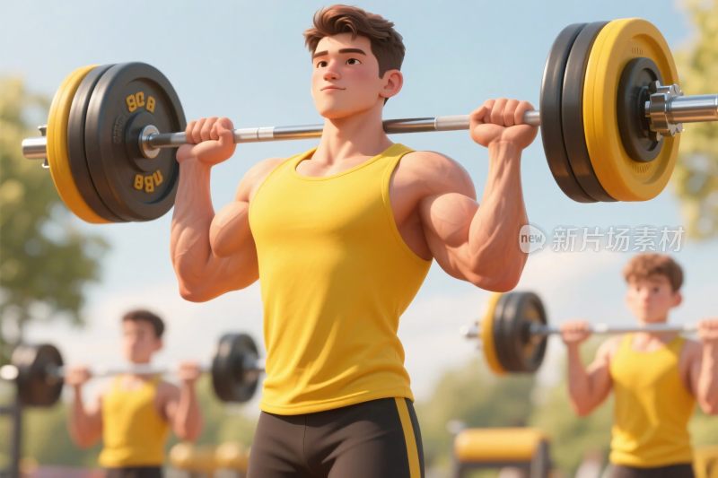 健身力量举哑铃插画