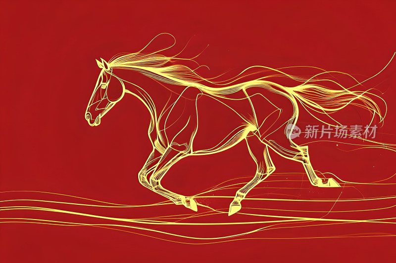 马年春节动感奔腾喜庆线条装饰