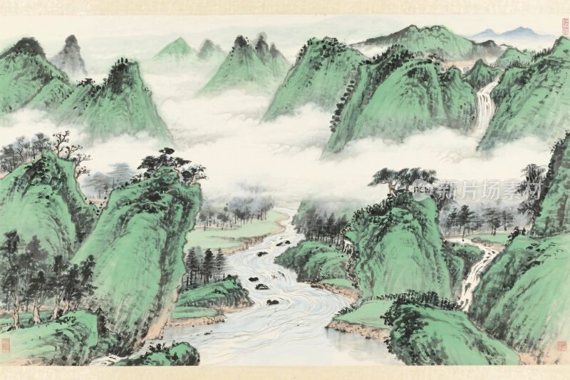 山水水墨国画风景