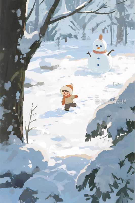 雪地卡通雪景