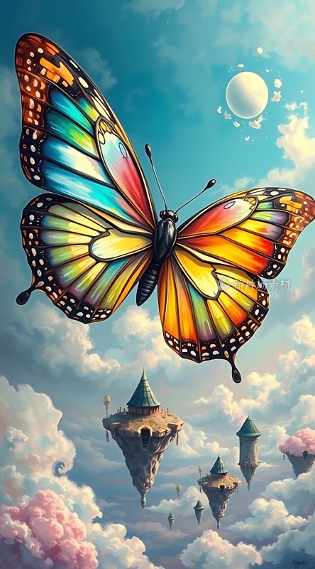 彩色蝴蝶与梦幻云岛
