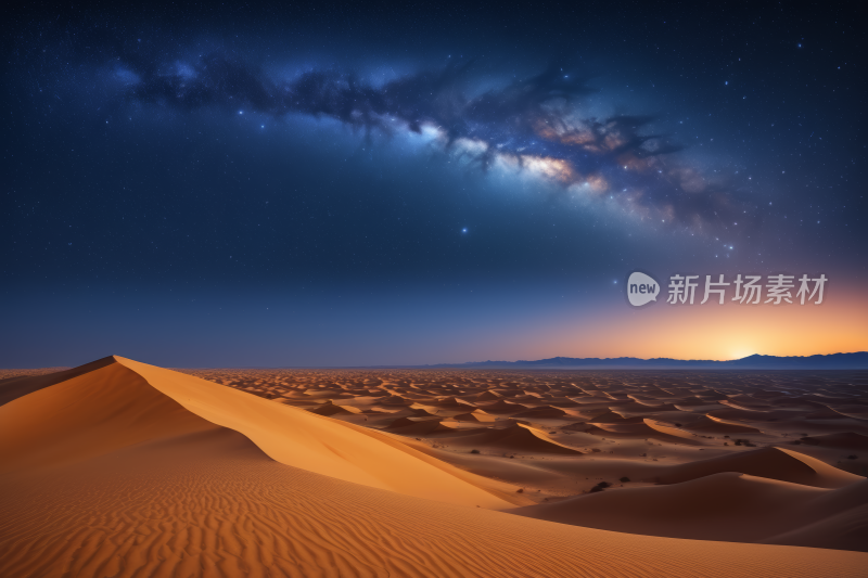 沙漠中的星夜孤独的沙丘高清风景风光图片