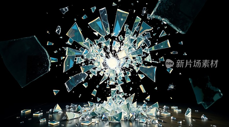 破碎玻璃碎片飞溅