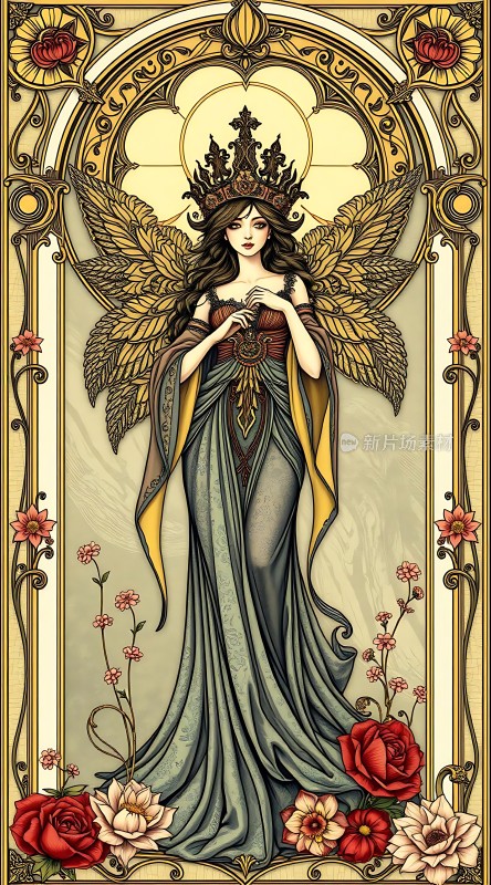 金色翅膀下的优雅女神