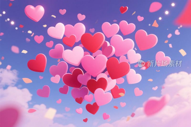 爱心气球梦幻插画