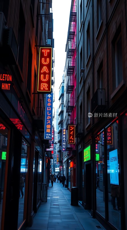 霓虹灯下的繁华街道