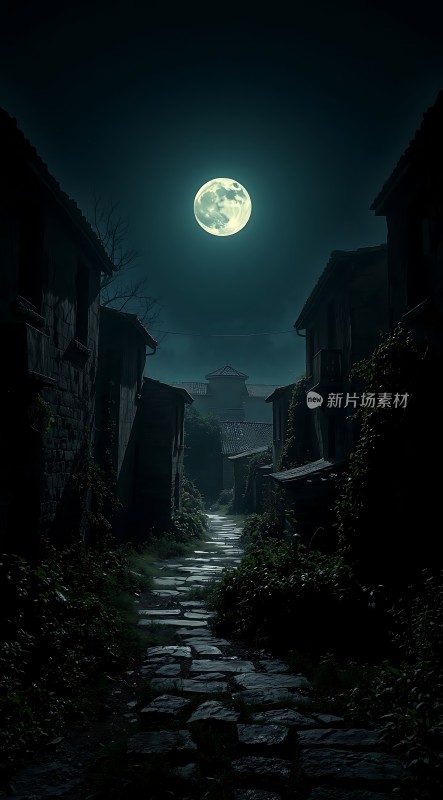 月下古巷幽静