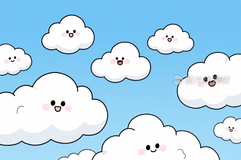 卡通笑脸云朵插画