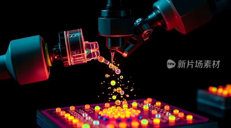 新片场素材机器人精准操作彩色元件