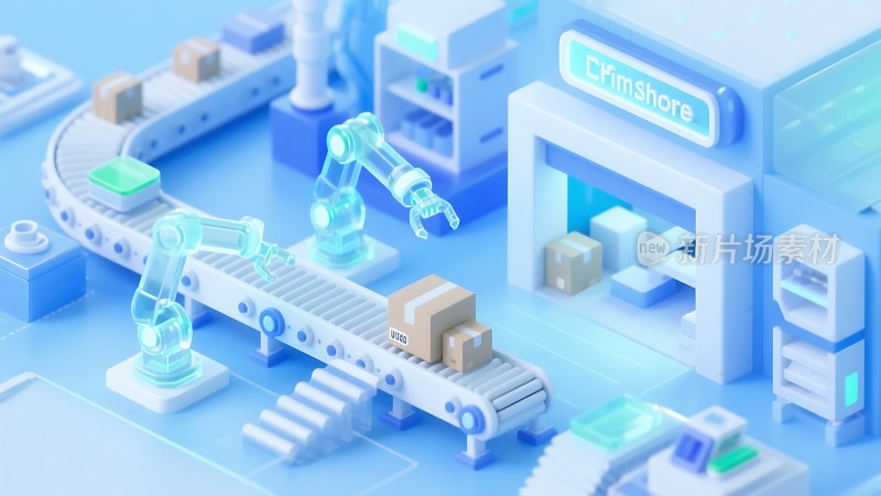 智能物流中心机器人搬运货物高效运作