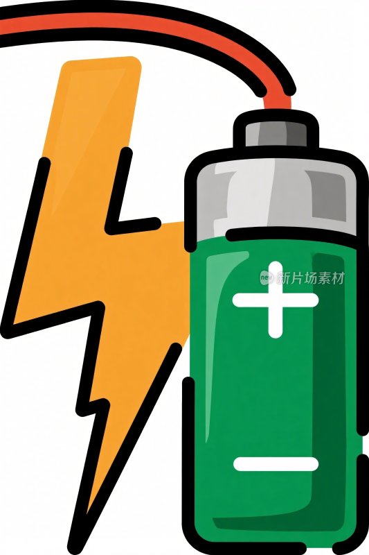 卡通电池闪电插画