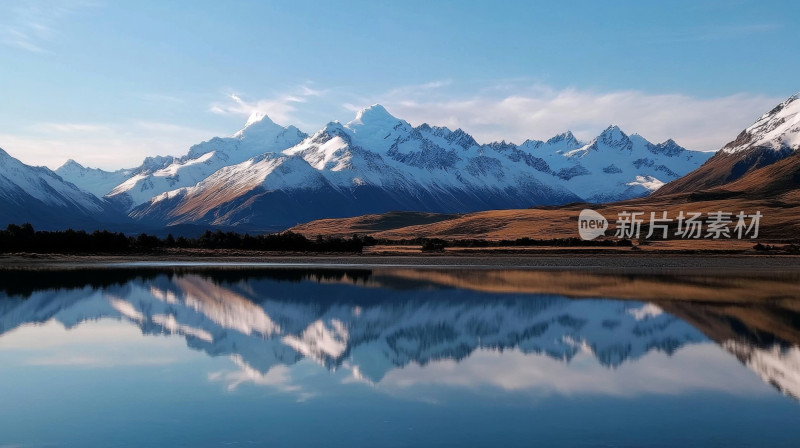 雪山湖泊水中倒影自然风光风景图