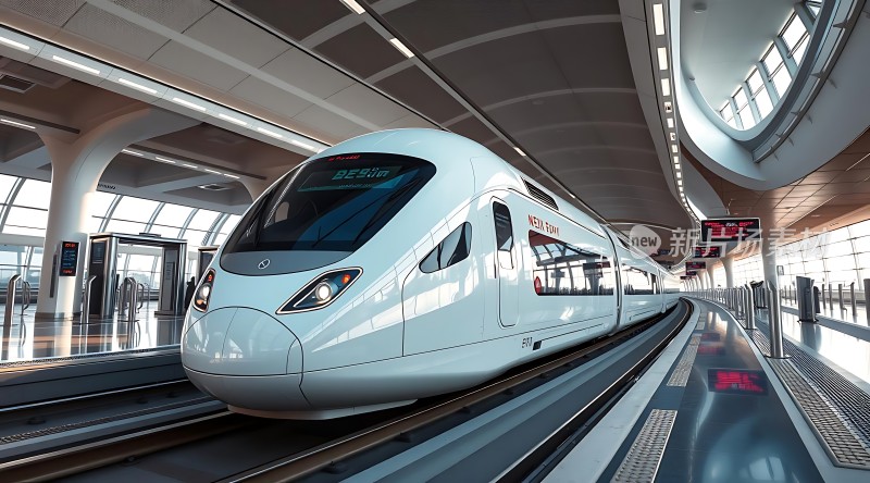 高铁站内现代列车停靠