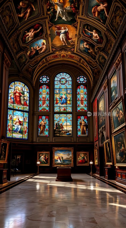 艺术殿堂光影交错壁画与画作交相辉映