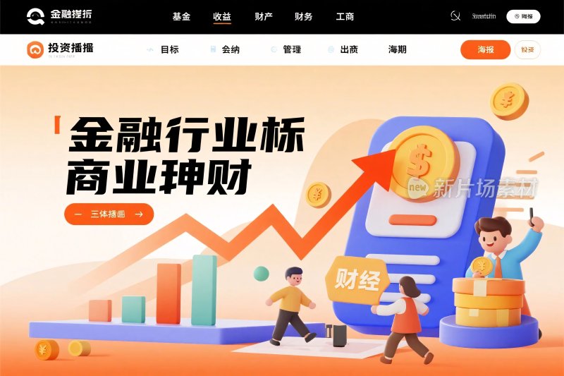 金融行业商业神财插画