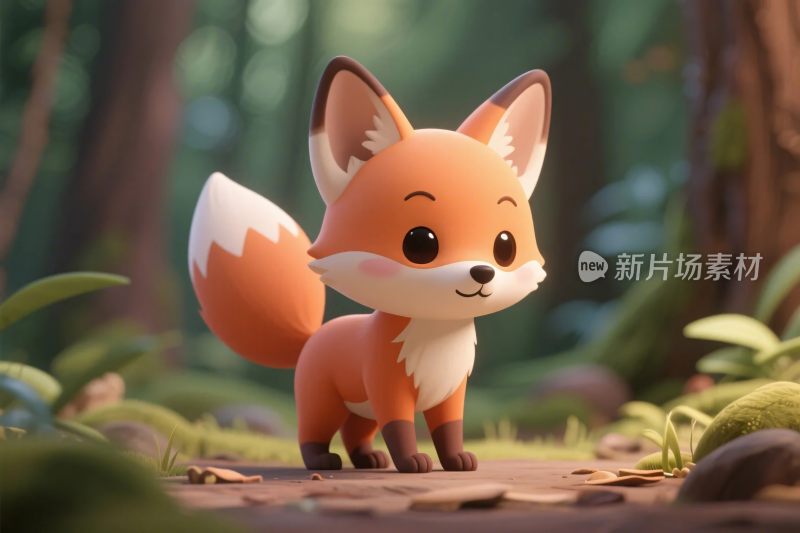 卡通狐狸森林场景
