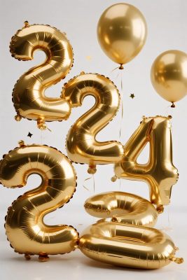 金色数字气球庆祝装饰