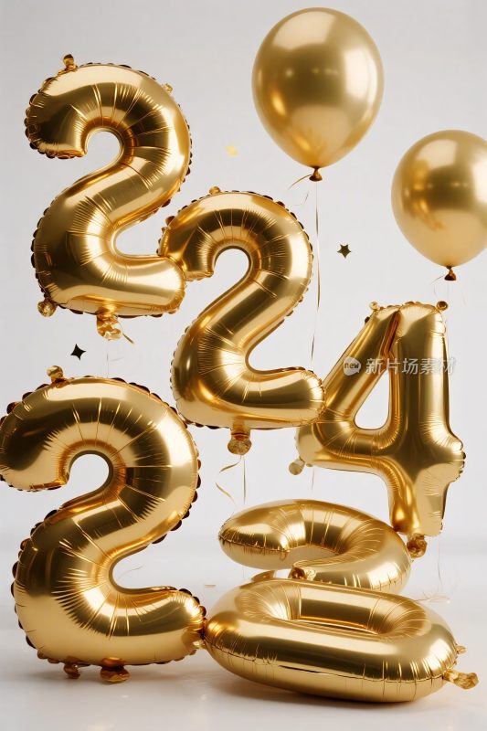 金色数字气球庆祝装饰