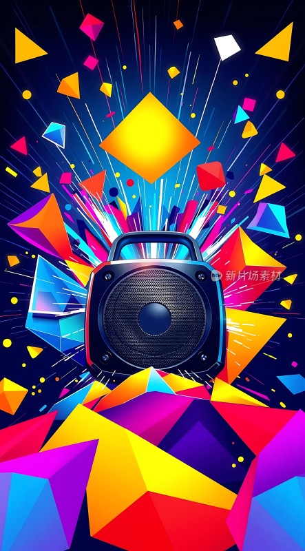 音乐风暴音箱与几何图形的炫彩碰撞