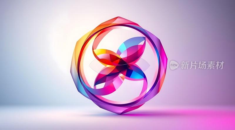 多彩花瓣环绕几何图案